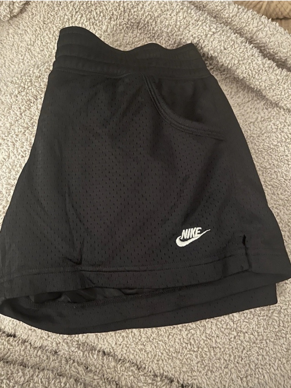 Nike Size M Black Women's Mesh Athletic Shorts with White Swoosh